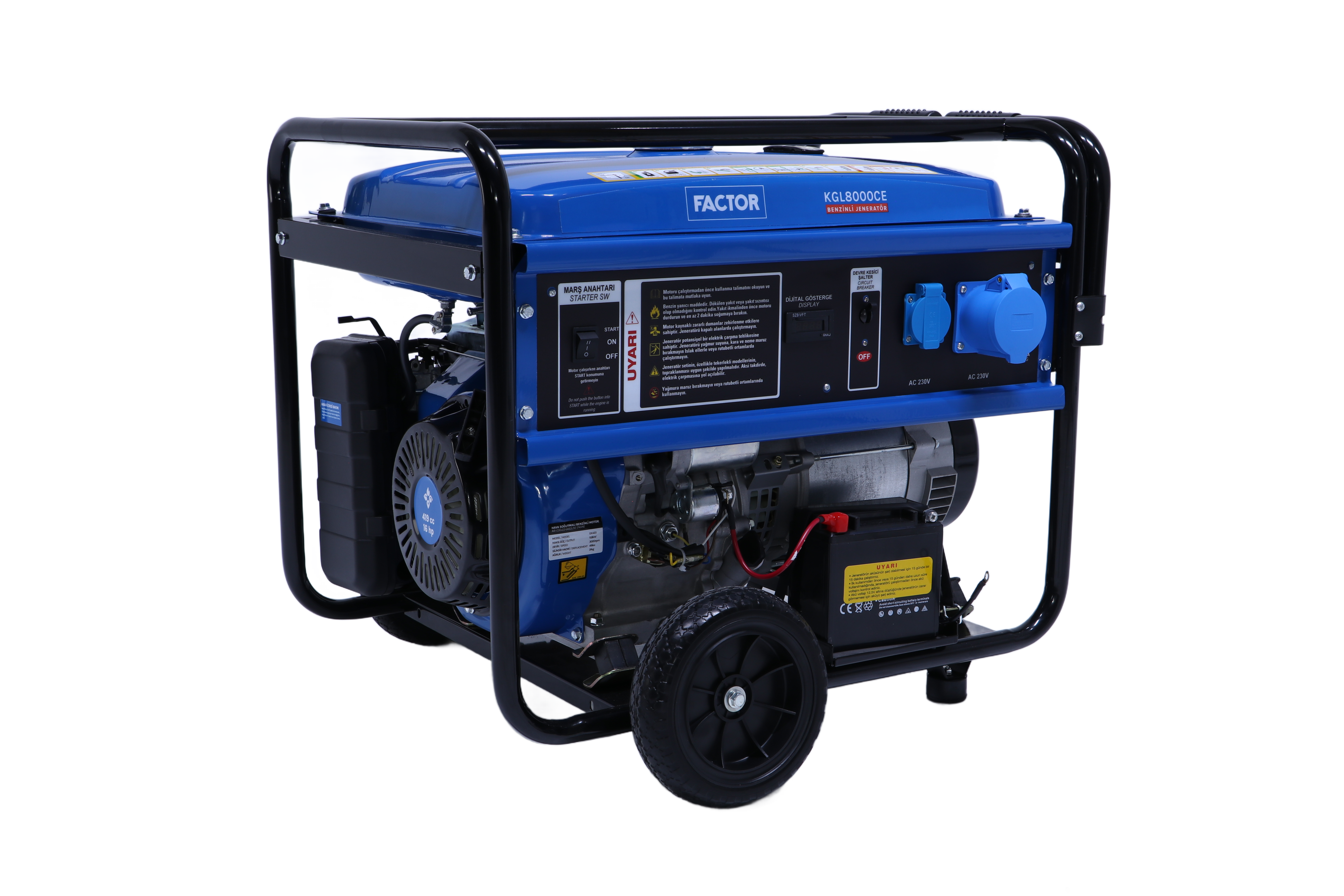 8,1 KVA BENZİNLİ İPLİ - MARŞLI MONOFAZ  JENERATÖR