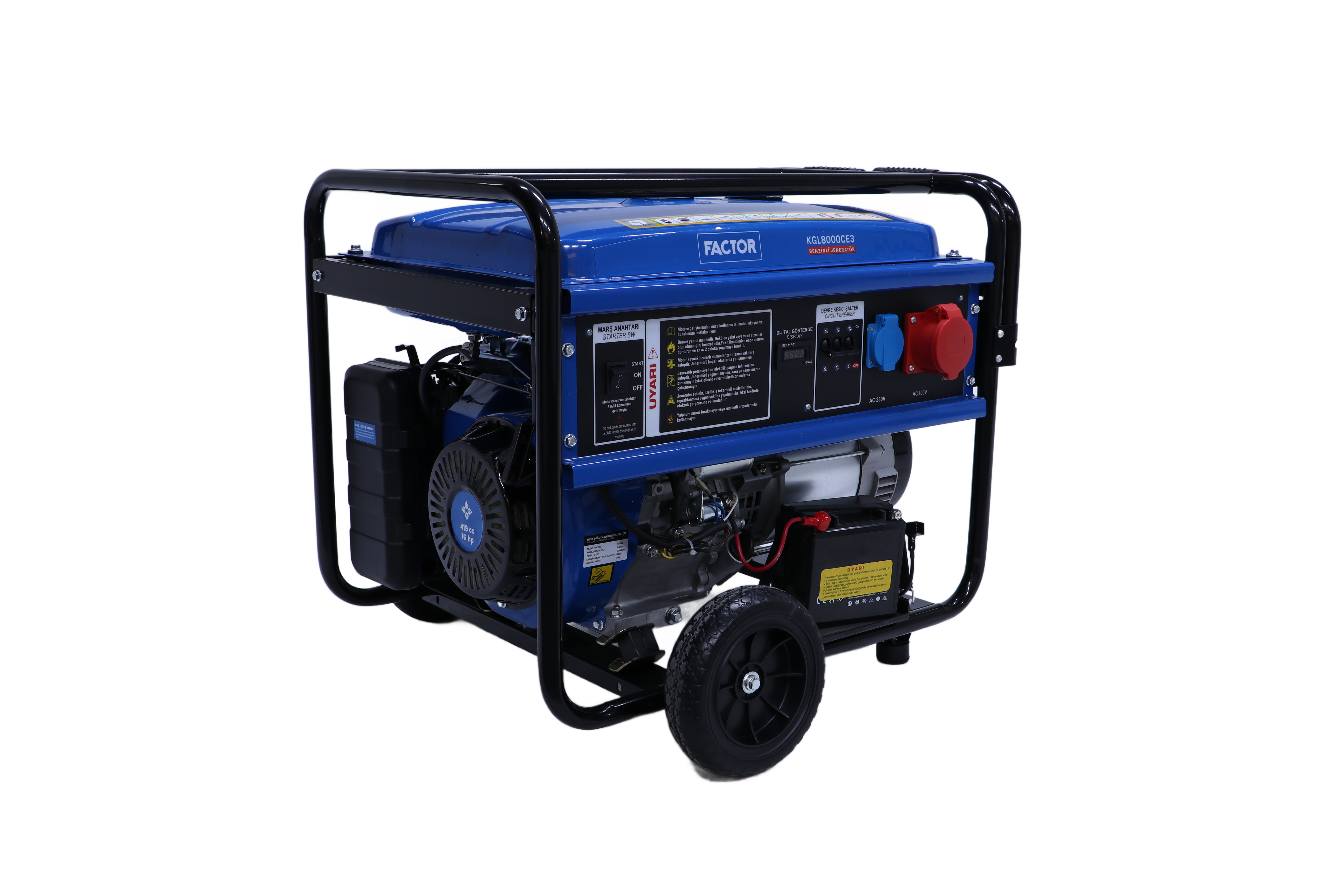 8,1 KVA BENZİNLİ İPLİ - MARŞLI TRİFAZE  JENERATÖR