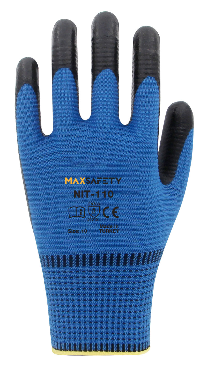 NİTRİL KAPLI ELDİVEN (MAVİ - SİYAH) NO: 8 - 9 - 10