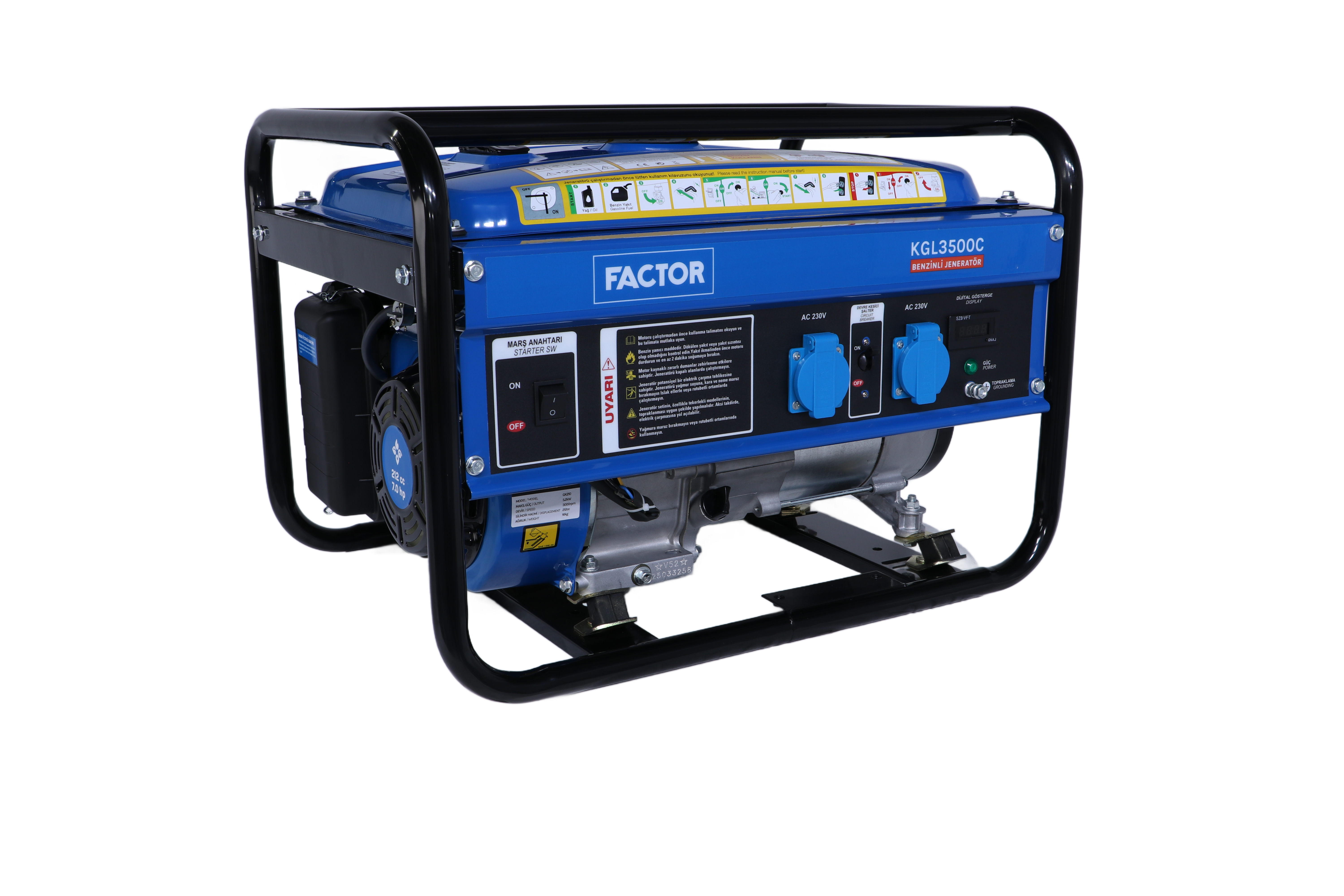 3.5 KVA BENZİNLİ İPLİ - MARŞLI JENERATÖR