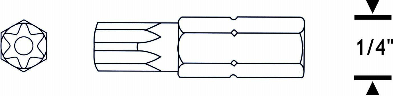 Delikli Torx Bits UÇ T7 25mm (Paket: 25 adet)